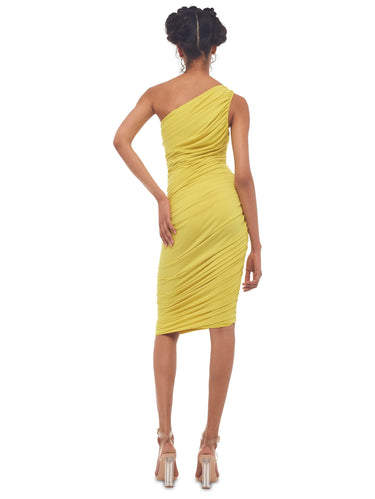Ein-Schulter-Kleid Gelb