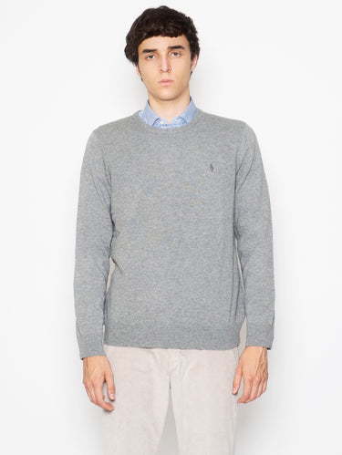 RALPH LAUREN-Maglia Girocollo in Lana Grigio-TRYME Shop