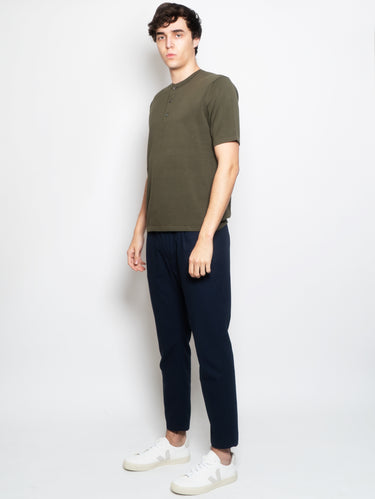Blue Pants with Pleats and Waist Elastic