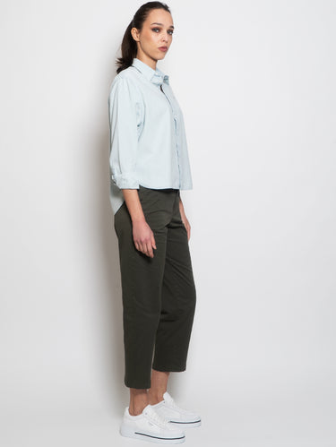 High-Waisted Green Cotton Pants