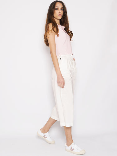 Pantalon Large en Popeline Blanc