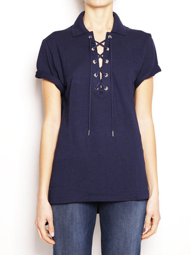 RALPH LAUREN-Polo con Lacci Blu navy-TRYME Shop