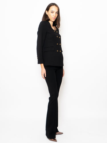 Flared broek met drukknopen zwart