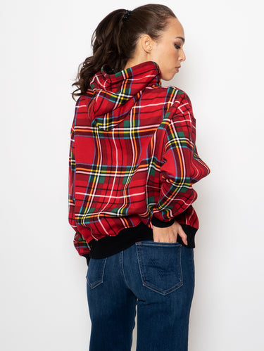 Roter Karierter Kapuzenpullover