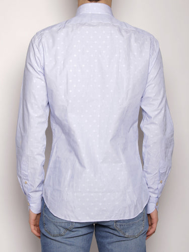 Camicia micro righe e pois operato 722ML 81407 Bianco/celeste-Camicie-XACUS-TRYME Shop