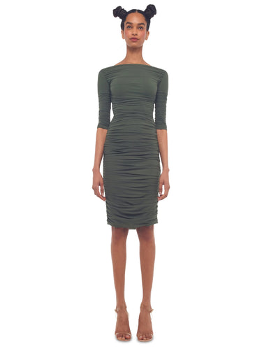 Green Dress with Reversible Neckline
