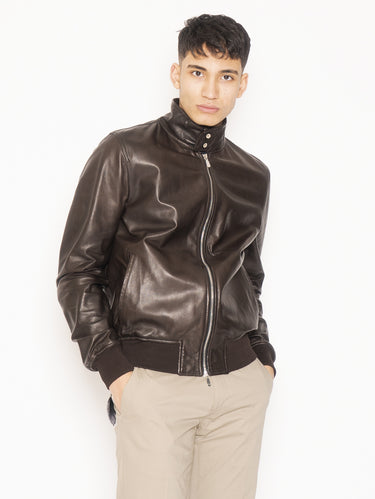 VOLFAGLI-Giacca Modello Biker Marrone-TRYME Shop