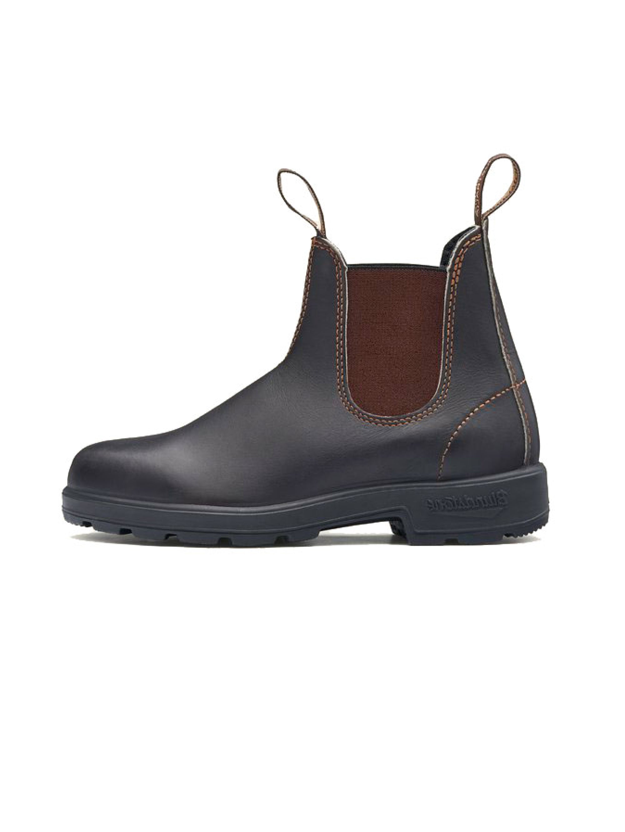 BLUNDSTONE Dark Brown Leather Chelsea Boots with Elastics