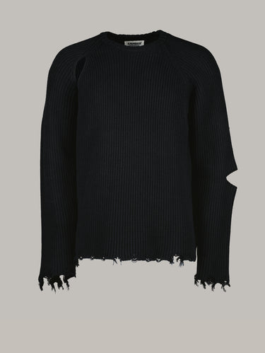 A PAPER KID-Maglia Girocollo Destroyed Nero-TRYME Shop