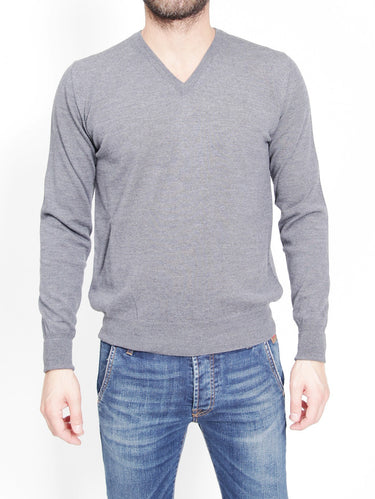 ALPHA STUDIO-Maglia con Scollo a V Argento-TRYME Shop
