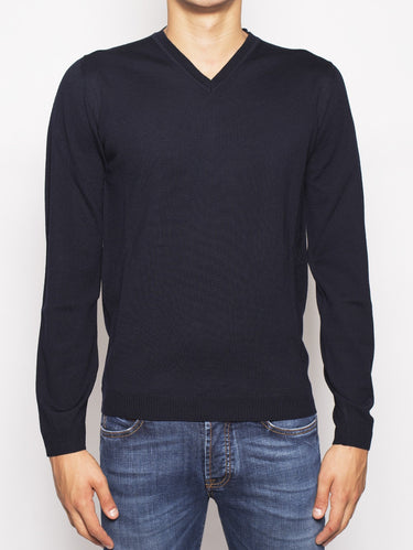 ALPHA STUDIO-Maglione con Profili Elastici Dark Blue-TRYME Shop