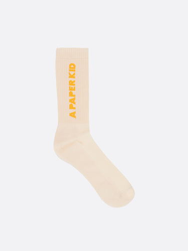 A PAPER KID-Calze in Spugna con Logo Crema-TRYME Shop