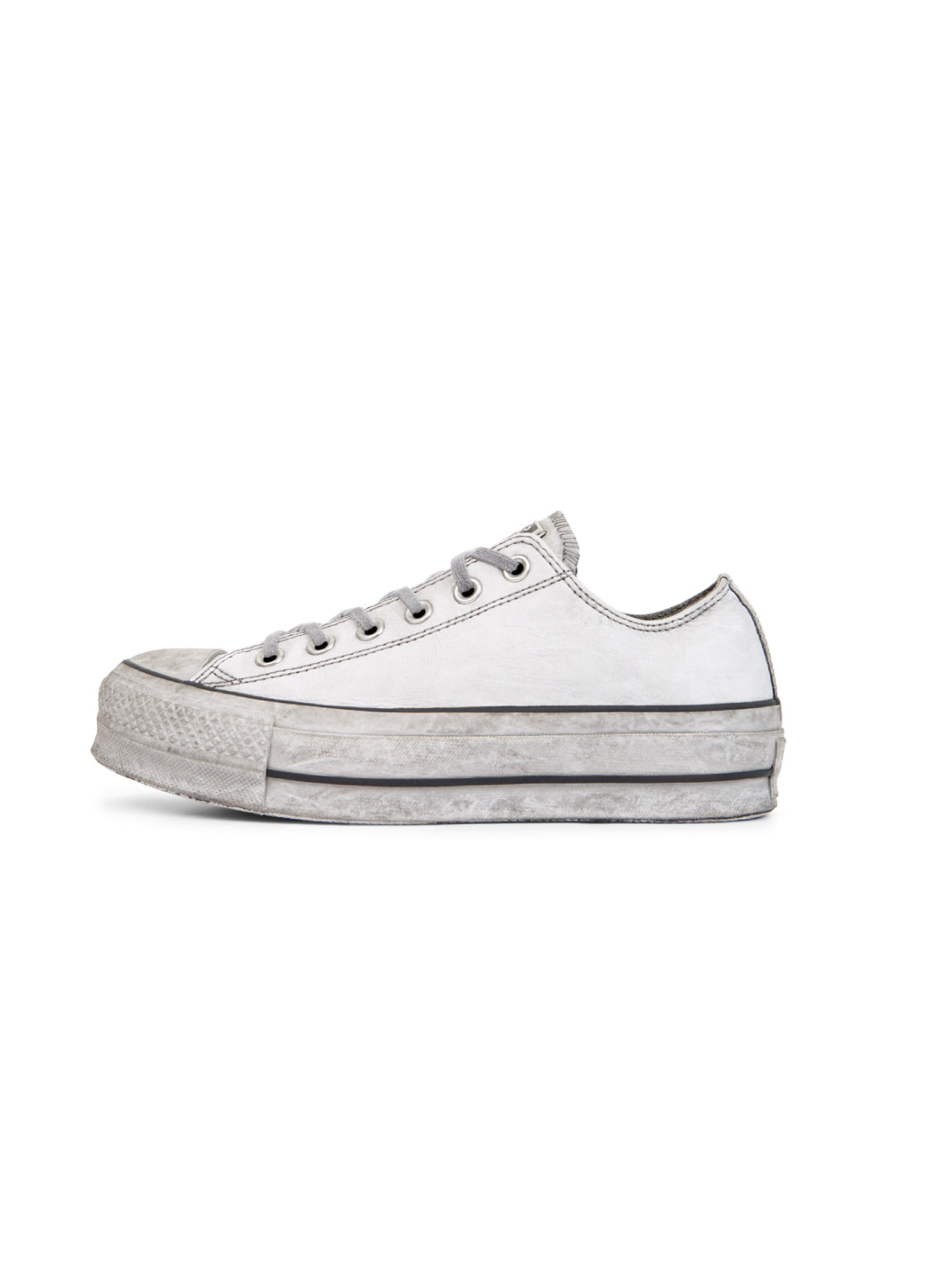 CONVERSE-Chuck Taylor All Star Platform Low in Pelle - Bianco-TRYME Shop