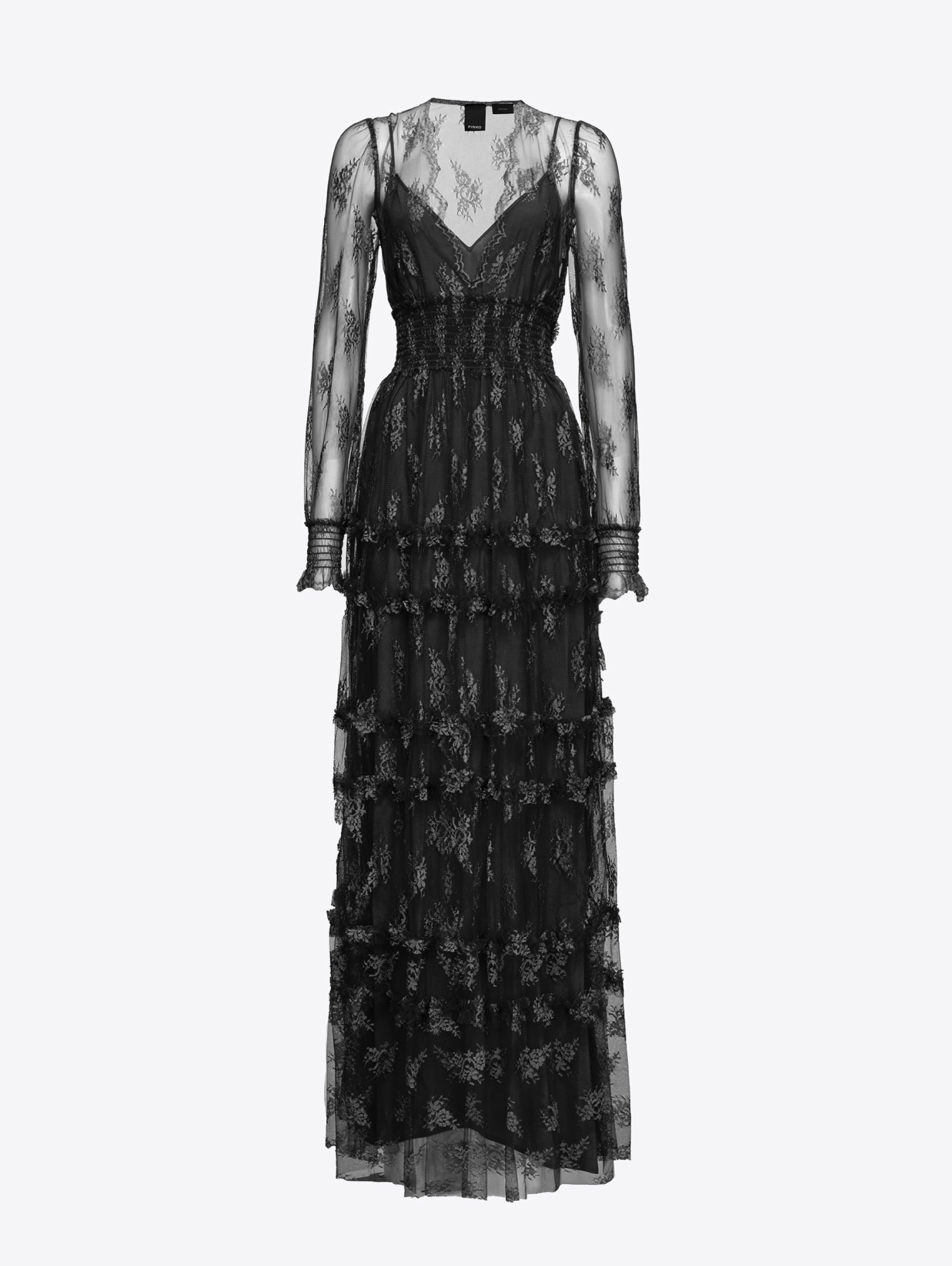 PINKO - Black Lace Long Dress TRYME Shop PINKO - Black Lace Long Dress TRYME Shop