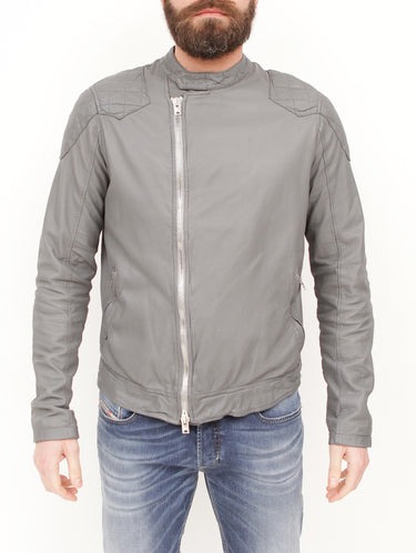 WLG BY GIORGIO BRATO-WLG by GIORGIO BRATO - Biker in pelle zip laterale ARGENTO-TRYME Shop