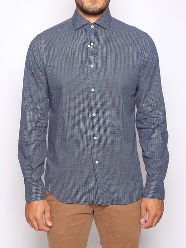 XACUS-Camicia in Mussola con Fantasia Navy-TRYME Shop