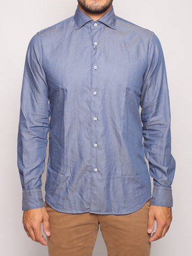 XACUS-Camicia in Cotone Operato Navy-TRYME Shop