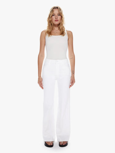 White High-Waisted Flared Jeans
