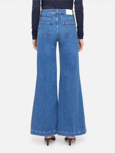 Jeans mit weitem Bein und hoher Taille in Blau