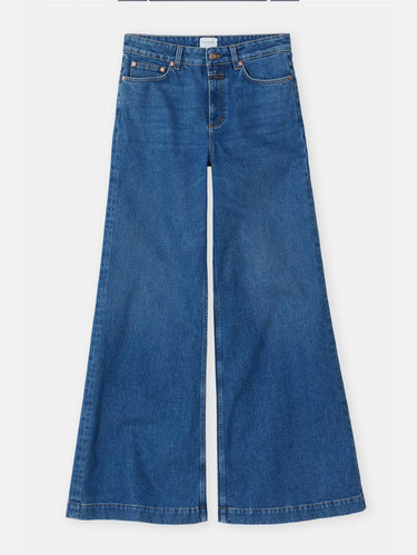 Jeans mit weitem Bein und hoher Taille in Blau