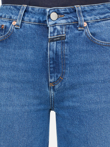Jeans mit weitem Bein und hoher Taille in Blau