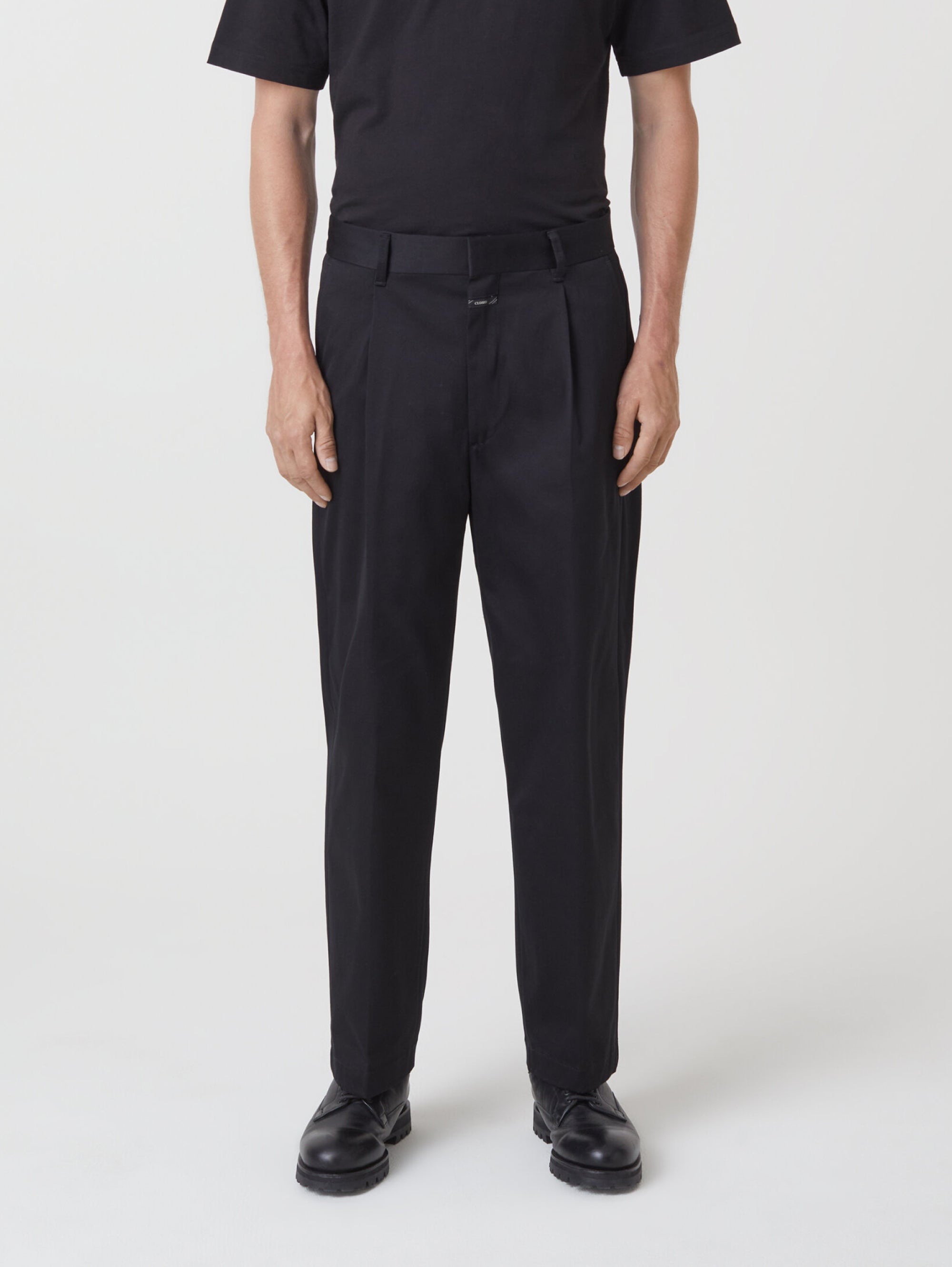 Wide Trousers with Black Pleats