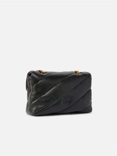 Borsa a Tracolla Love Bag Puff in Nappa Trapuntata Nero/Oro