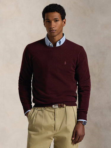 RALPH LAUREN-Maglia Girocollo in Lana Bordeaux-TRYME Shop