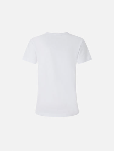 T-Shirt mit gesticktem Logo in Weiß