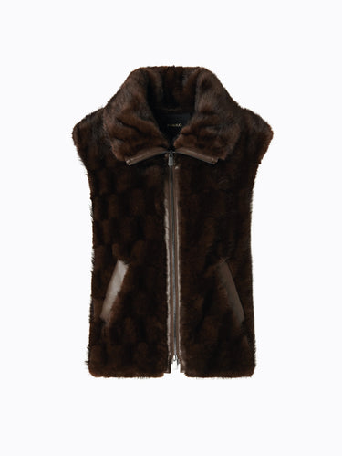 Gilet Effetto Pelliccia con Zip Visone