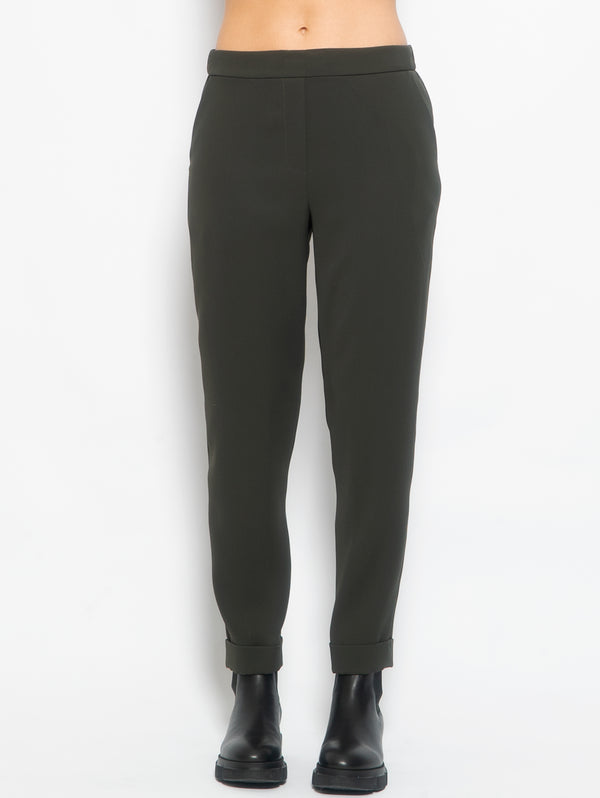 P.A.R.O.S.H.-Pantaloni con Elastico in Vita Verde Oliva-TRYME Shop