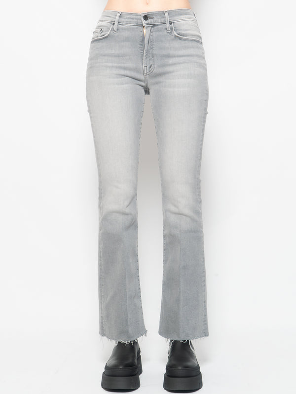MOTHER-Denim Flare con Orlo Sfrangiato Grigio-TRYME Shop