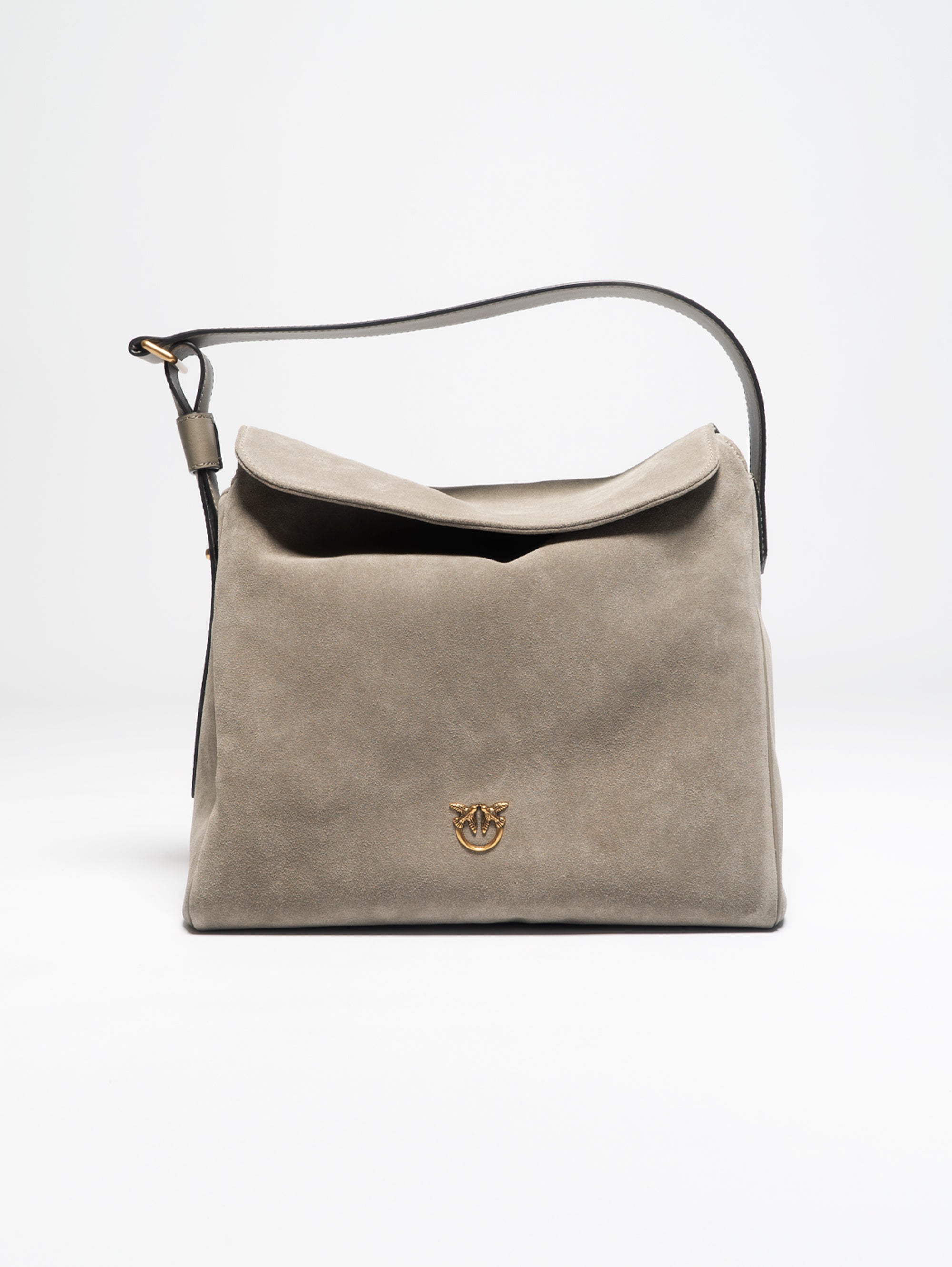 PINKO-Borsa a Mano in Suede Noce-TRYME Shop