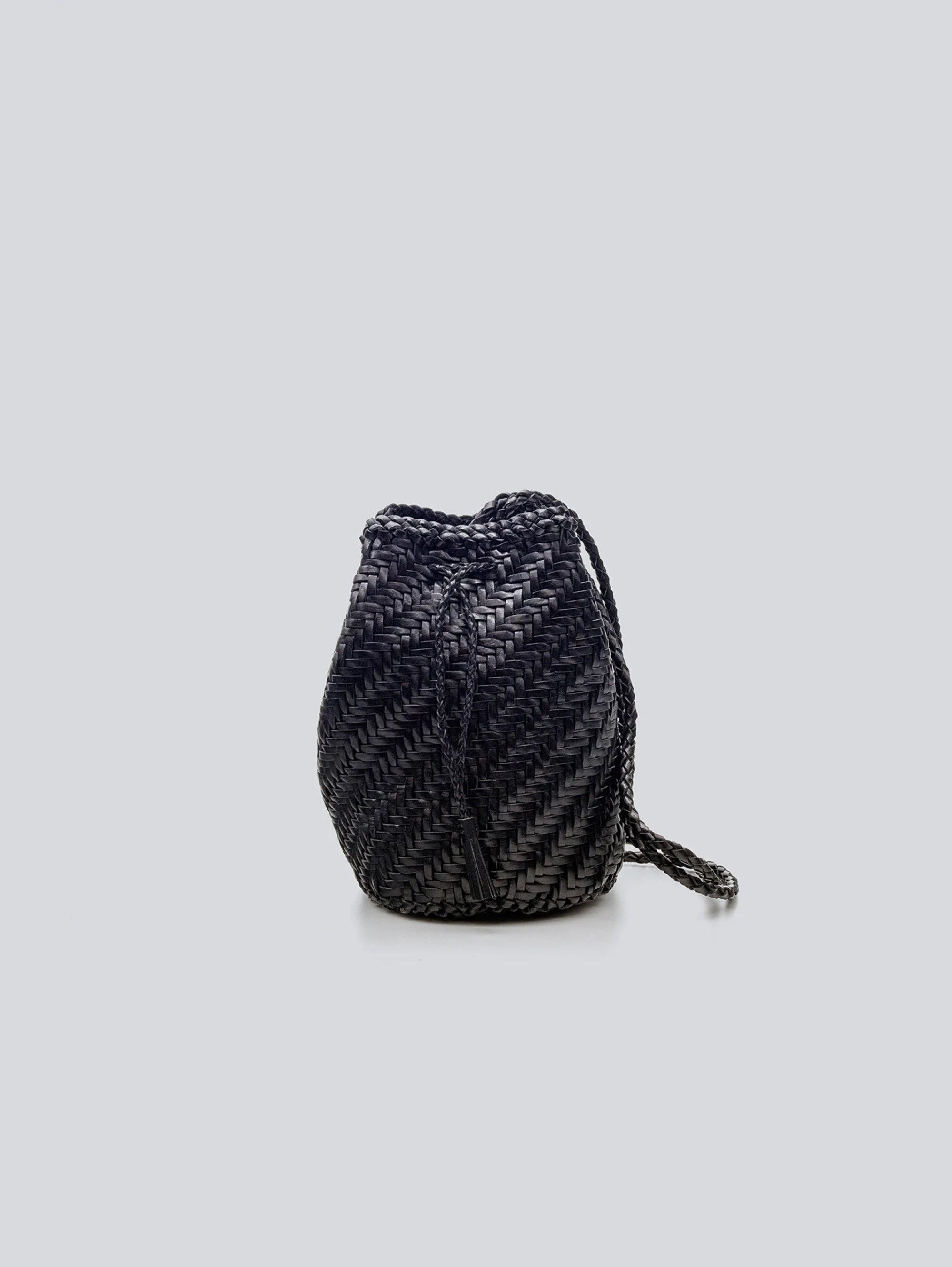 Small PomPom Double Jump Bucket Bag Black