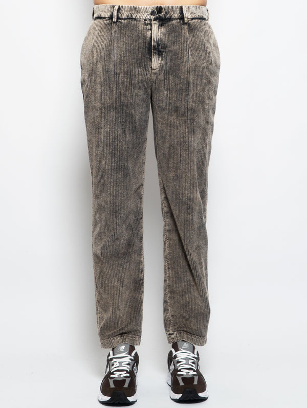 BARENA VENEZIA-Pantaloni con Pinces in Velluto Cenere-TRYME Shop
