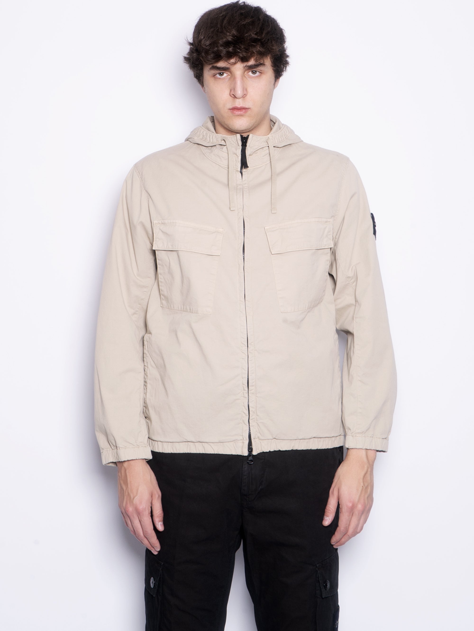 STONE ISLAND-Giubbotto in Twill di Cotone Supima Tinto in Capo Beige-TRYME Shop