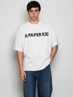 A PAPER KID-T-shirt con Logo Frontale Crema-TRYME Shop