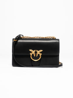 PINKO-Borsa in Pelle Mano Seta a Tracolla Nero-TRYME Shop