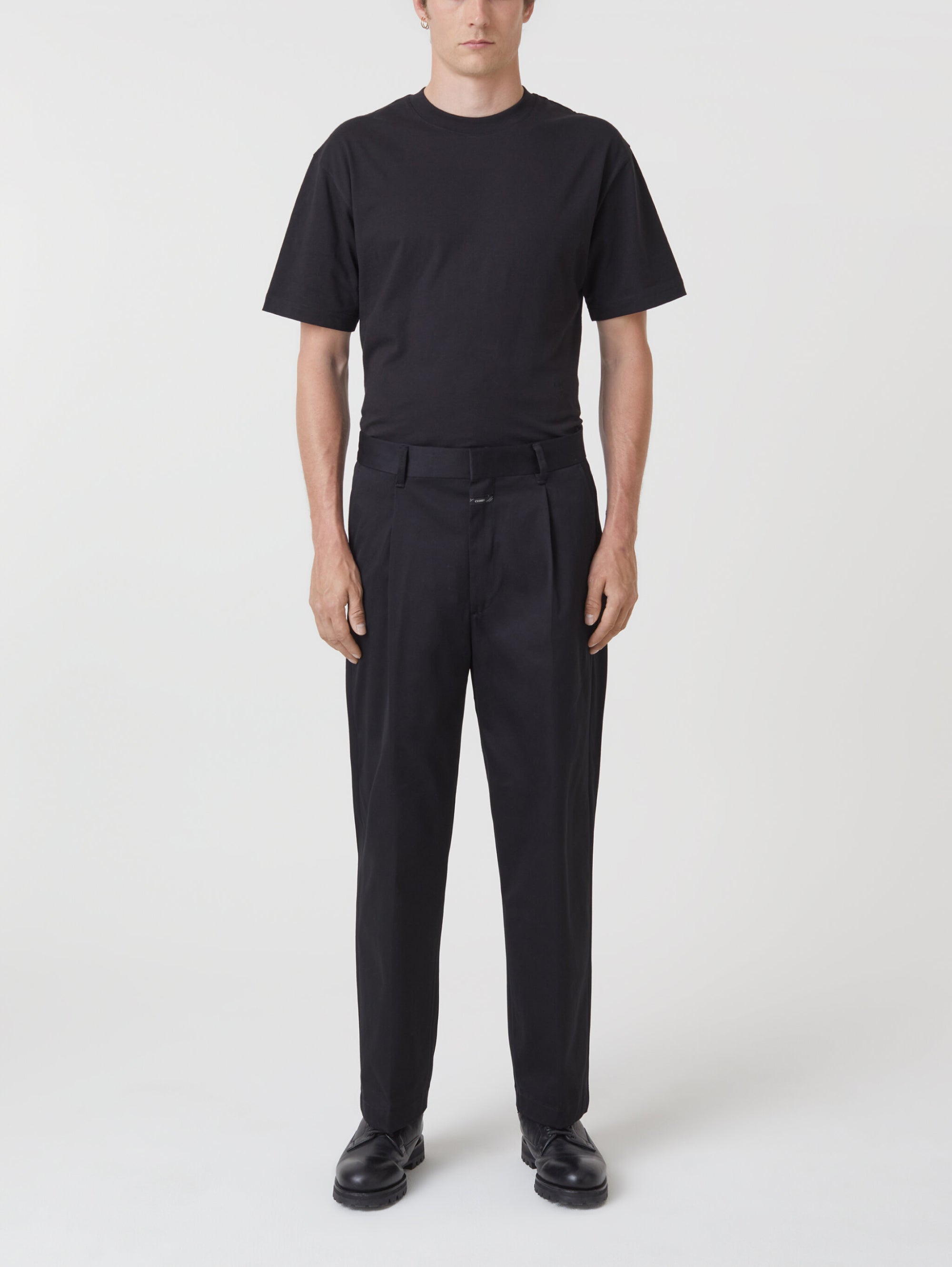 Wide Trousers with Black Pleats