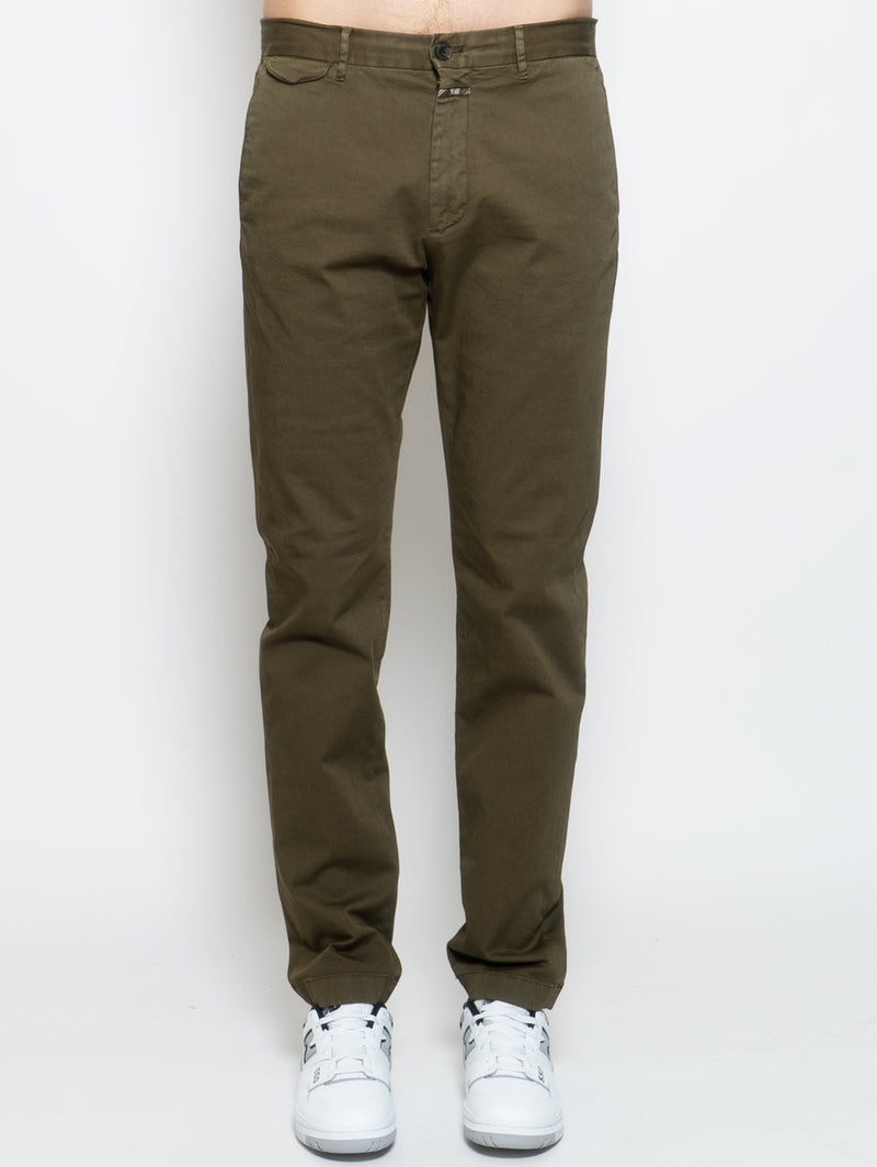 CLOSED-Pantaloni in Gabardine di Cotone Verde-TRYME Shop