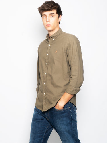 Slim Fit Oxford-Baumwollhemd Grün