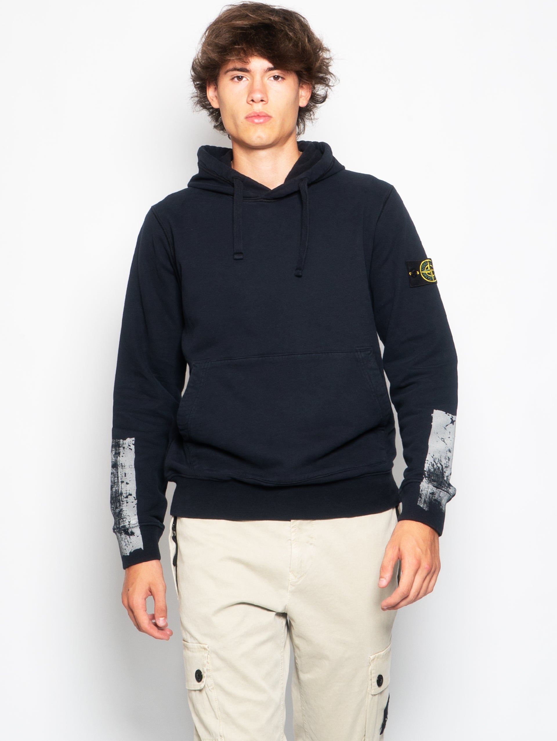 STONE ISLAND Hooded Sweatshirt with Reflective Blue Details