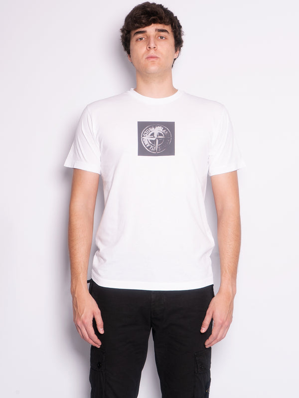 STONE ISLAND-T-shirt con Stampa Institutional One Bianco-TRYME Shop