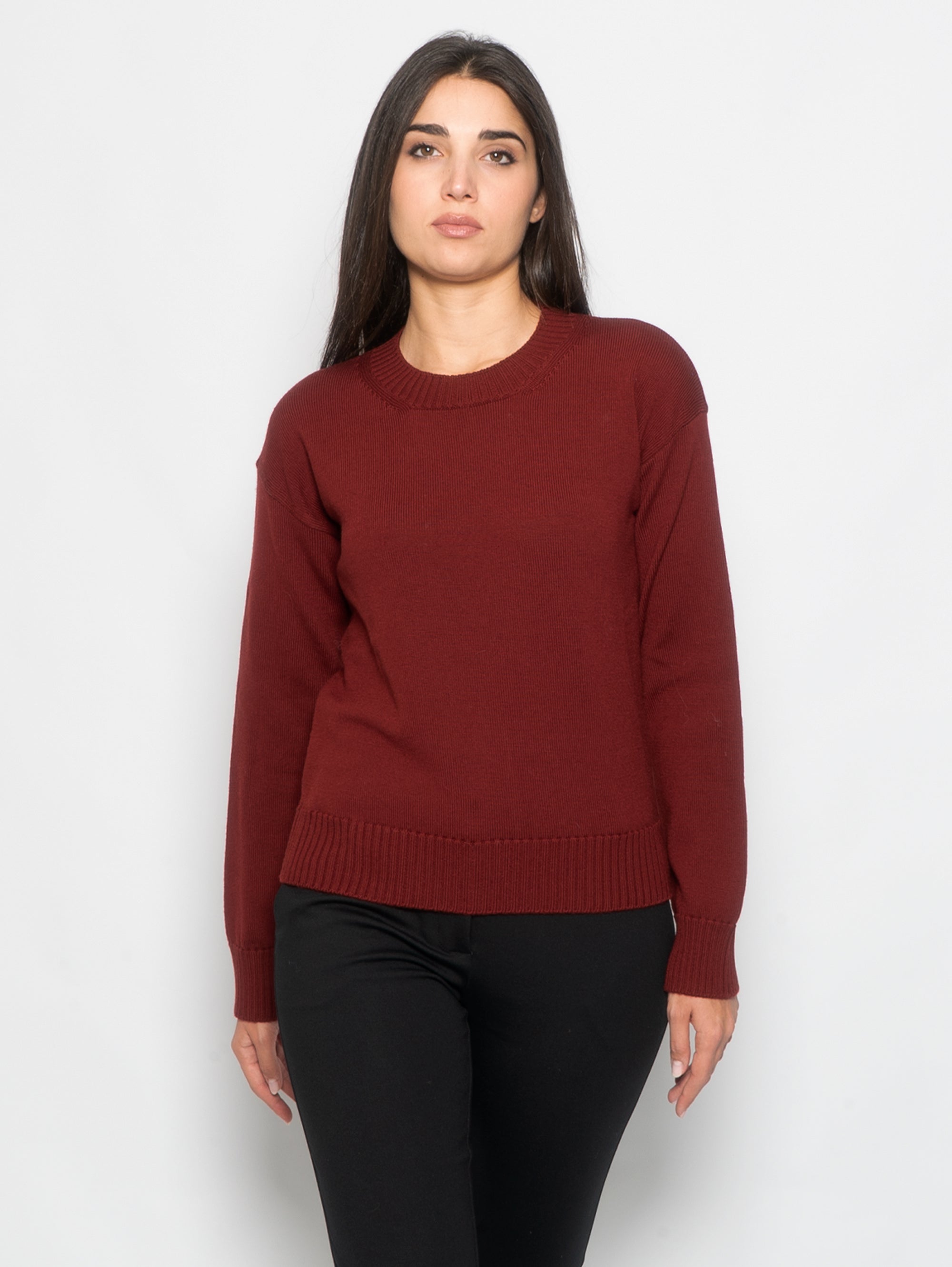 MAX MARA LEISURE-Maglia Girocollo stile Boxy Mattone-TRYME Shop