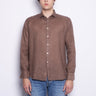 XACUS-Camicia In Lino Tinta Unita Marrone-TRYME Shop