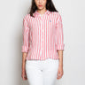 RALPH LAUREN-Camicia in Lino Boxi Rosso/Bianco-TRYME Shop
