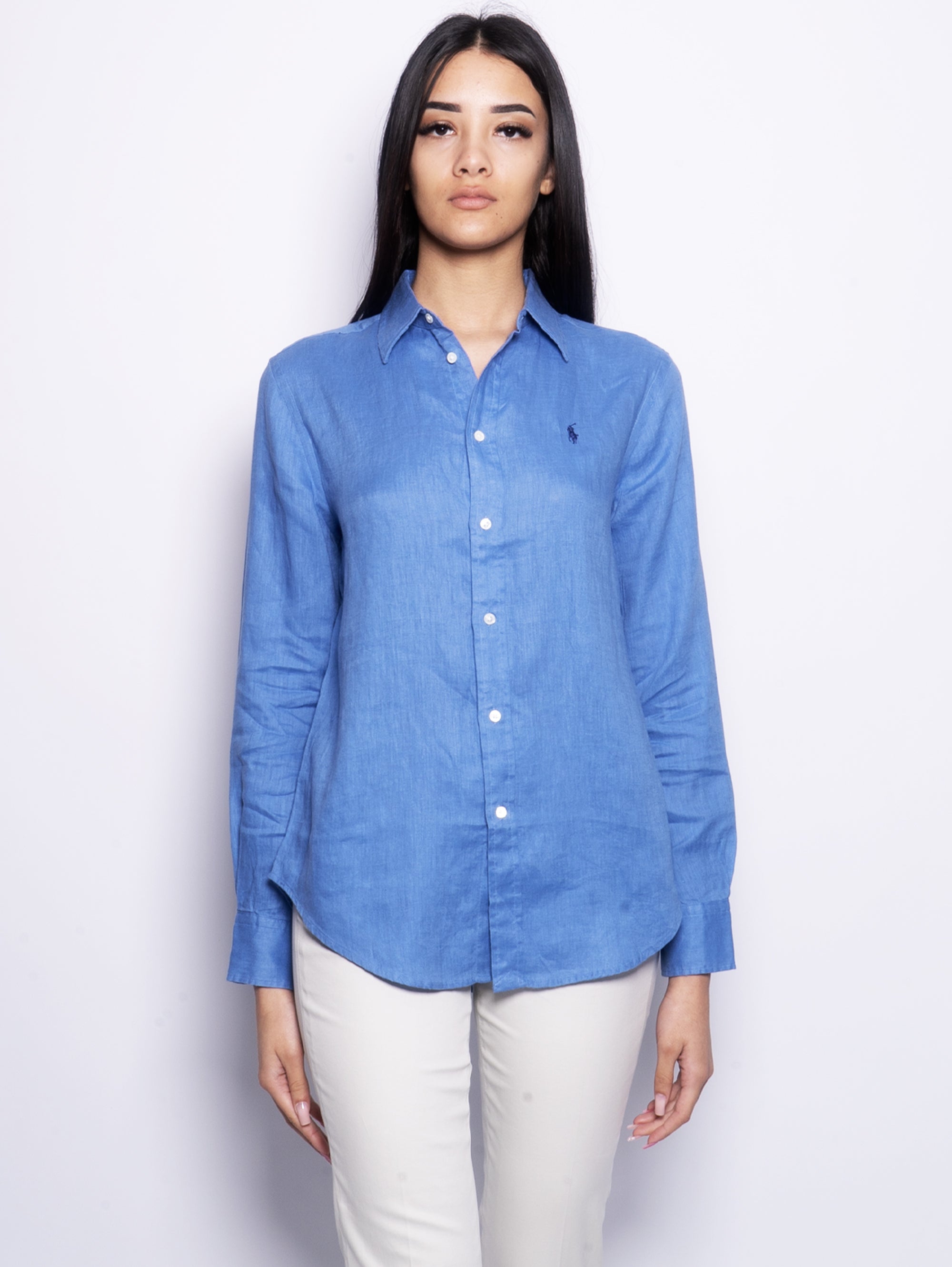 Medium Blue Over Linen Shirt