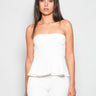 PINKO-Top Stile Bustino con Pieghe Bianco-TRYME Shop