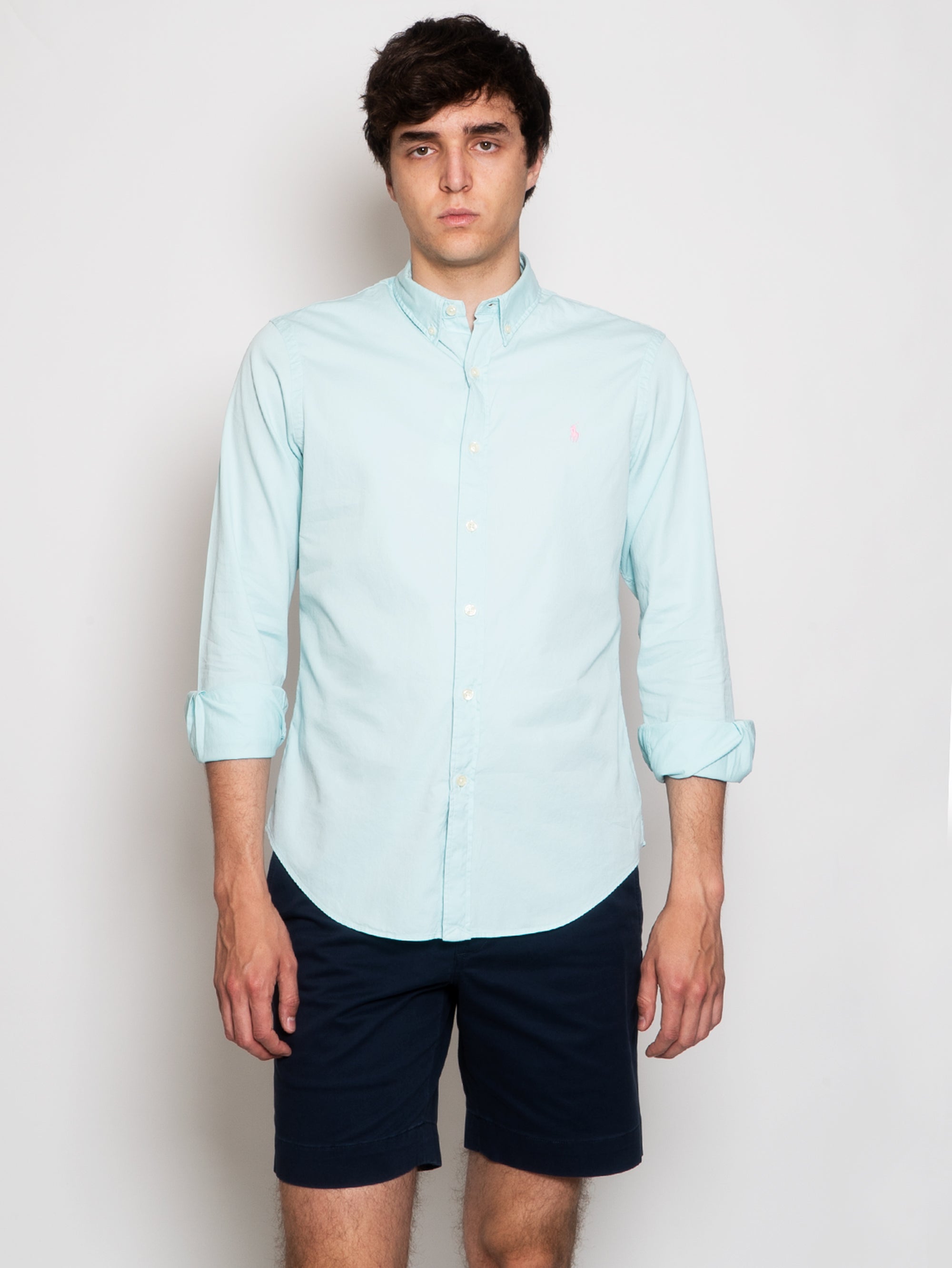 RALPH LAUREN-Camicia Slim Fit in Twill di Cotone Acqua-TRYME Shop