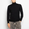 ALPHA STUDIO-Maglia Collo Alto in Merinos Nero-TRYME Shop